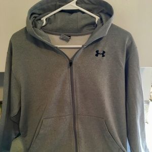 Grey zip up under armour hooded jacket